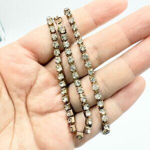 Vintage Gold Tone Clear Rhinestones Necklace